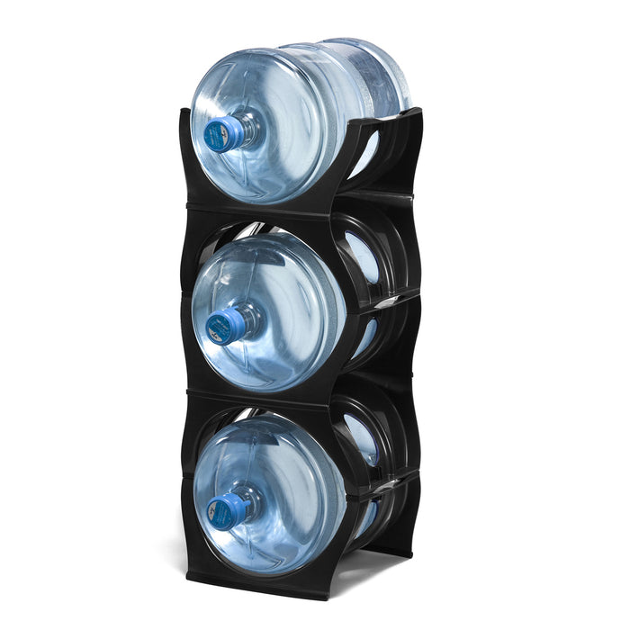BLACK Water Bottle Rack for 3 bottles, 3 & 5 gallon jugs storage - bariboo