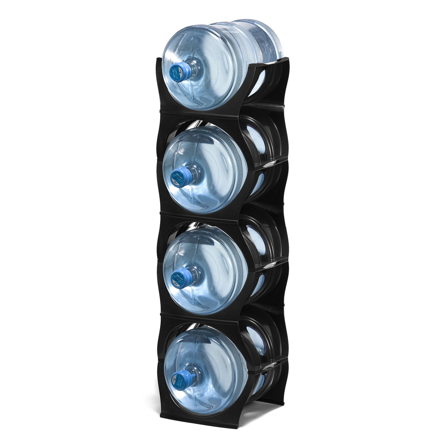 BLACK Water Bottle Rack for 4 bottles, 3 & 5 gallon jugs storage - bariboo