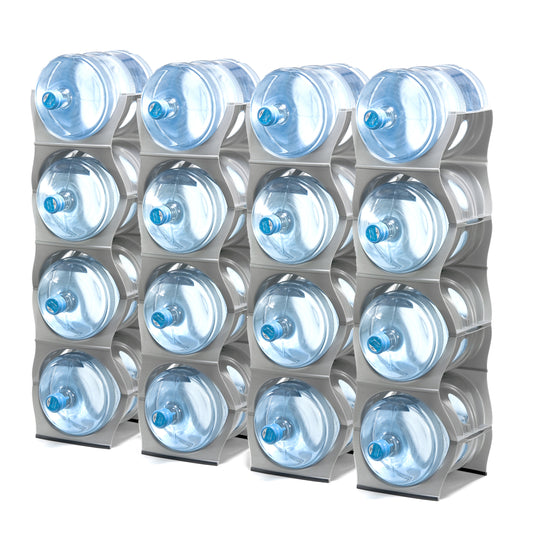 ECO pack SILVER Water Bottle Rack for 16 bottles, 3 & 5 gallon jugs storage - bariboo