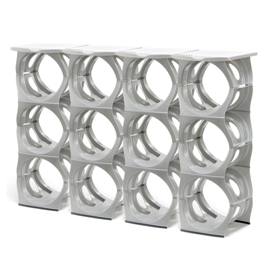 ECO pack SILVER Water Bottle Rack for 12 bottles PLUS top shelves, 3 & 5 gallon jugs storage - bariboo