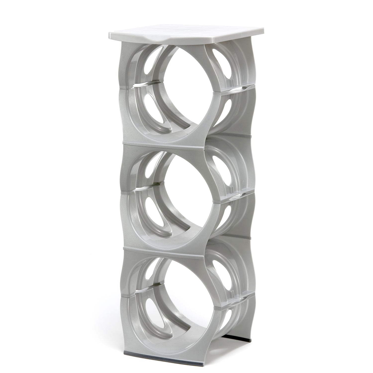 SILVER Water Bottle Rack for 3 bottles PLUS top shelf, 3 & 5 gallon jugs storage - bariboo