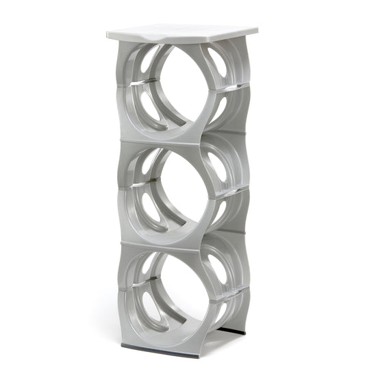 SILVER Water Bottle Rack for 3 bottles PLUS top shelf, 3 & 5 gallon jugs storage - bariboo