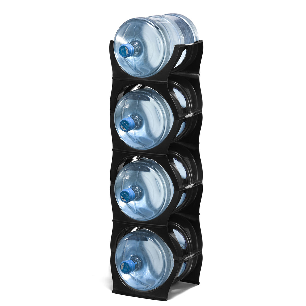 BLACK Water Bottle Rack for 4 bottles, 3 & 5 gallon jugs storage - bariboo