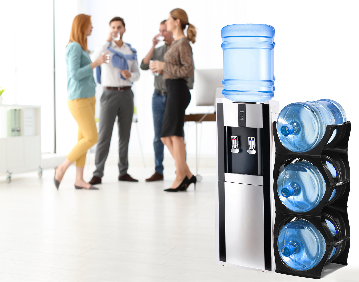 ECO pack BLACK Water Bottle Rack for 12 bottles, 3 & 5 gallon jugs storage - bariboo