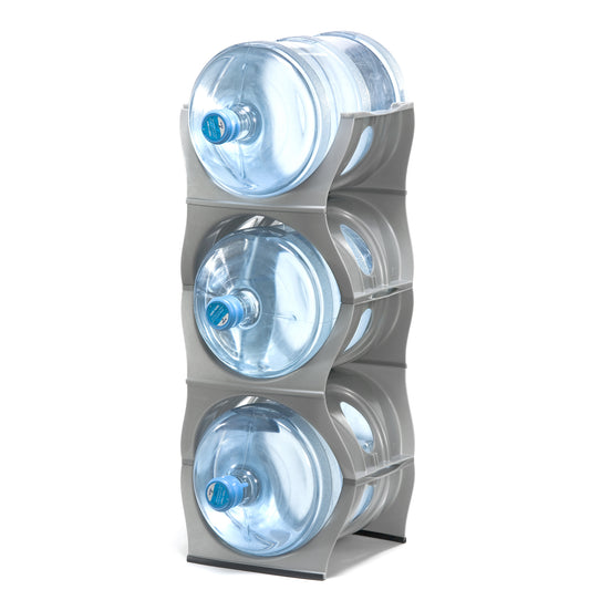 SILVER Water Bottle Rack for 3 bottles, 3 & 5 gallon jugs storage - bariboo