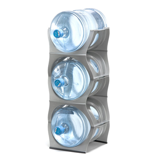 SILVER Water Bottle Rack for 3 bottles, 3 & 5 gallon jugs storage - bariboo