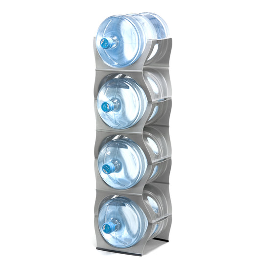 SILVER Water Bottle Rack for 4 bottles, 3 & 5 gallon jugs storage - bariboo