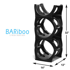 BLACK Water Bottle Rack for 3 bottles, 3 & 5 gallon jugs storage - bariboo