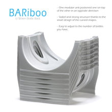 Load image into Gallery viewer, SILVER Water Bottle Rack for 3 bottles PLUS top shelf, 3 &amp; 5 gallon jugs storage - bariboo
